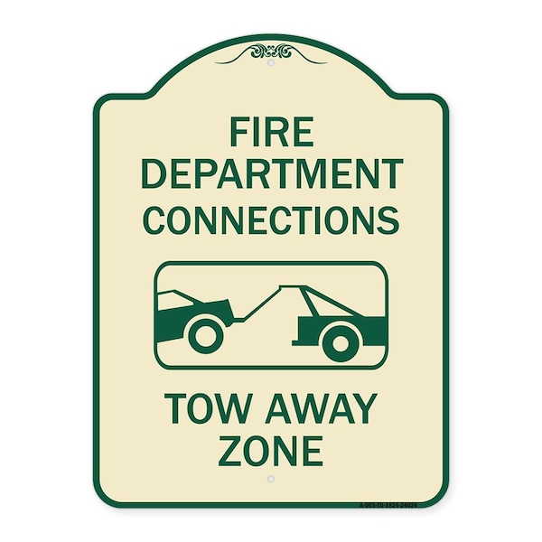Fire Department Connection Tow Away Zone W/ Graphic Heavy-Gauge Alum Sign, 24" x 18", TG-1824-24024